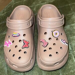 CROCS Brown Slippers with Ventilation and Heel Strap